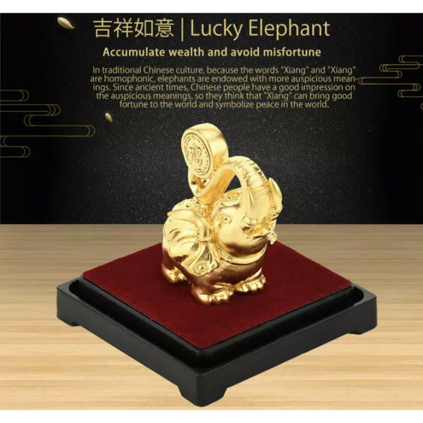 Lucky Elephant 24K Gold Foil Statue