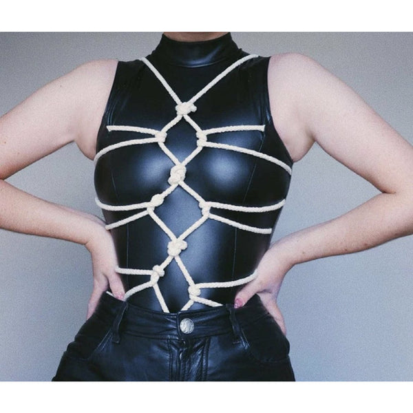 Rope Leather Bodysuit