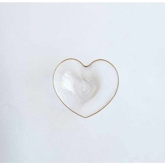 Heart Shape Gold Rim Clear Glass Dinnerware Set