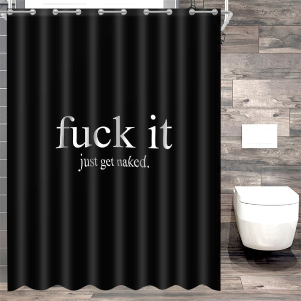 Slogan Shower Curtain Waterproof Polyester Anti-slip Bath/ Toilet Mat Set